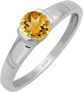 0.81Cts Sterling Silver Natural Genuine Solitaire Citrine Ring For Women, Yellow Stone November Birthstone Ring Jewelry Gift For Women Mom Wife Girlfriend Sister